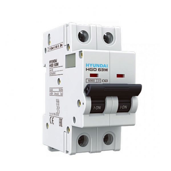 Автоматический выключатель HGD63-M 2PMBS0000C 00010 2 полюса, 10А, ток к.з. 6kA, хар-ка B (STANDARD)