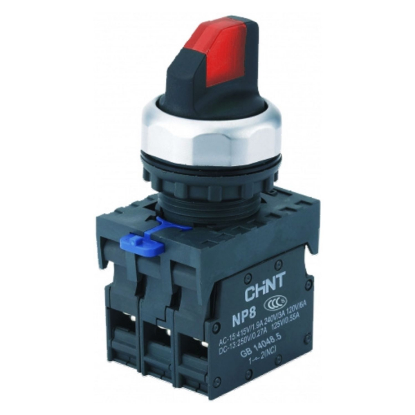 Переключатель подсвет. NP8-11XD/214, 2 полож. фикс., красн., AC110-230В(LED), 1НО+1НЗ, IP65 (R) (кратно 10)