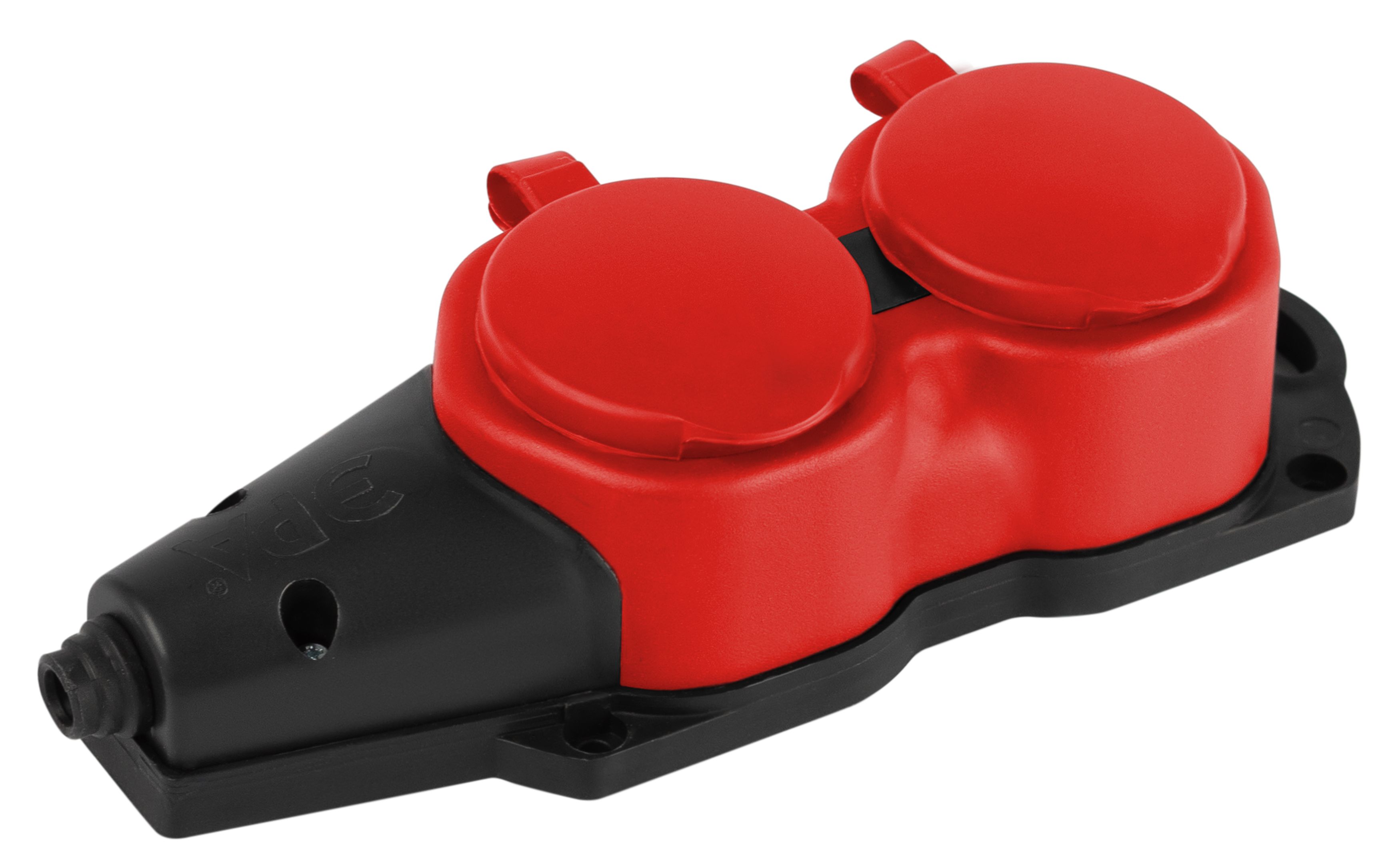 Колодка ЭРА KX-2e-RED-IP44 каучуковая с заземлением 2 розетки 16A IP44 красная