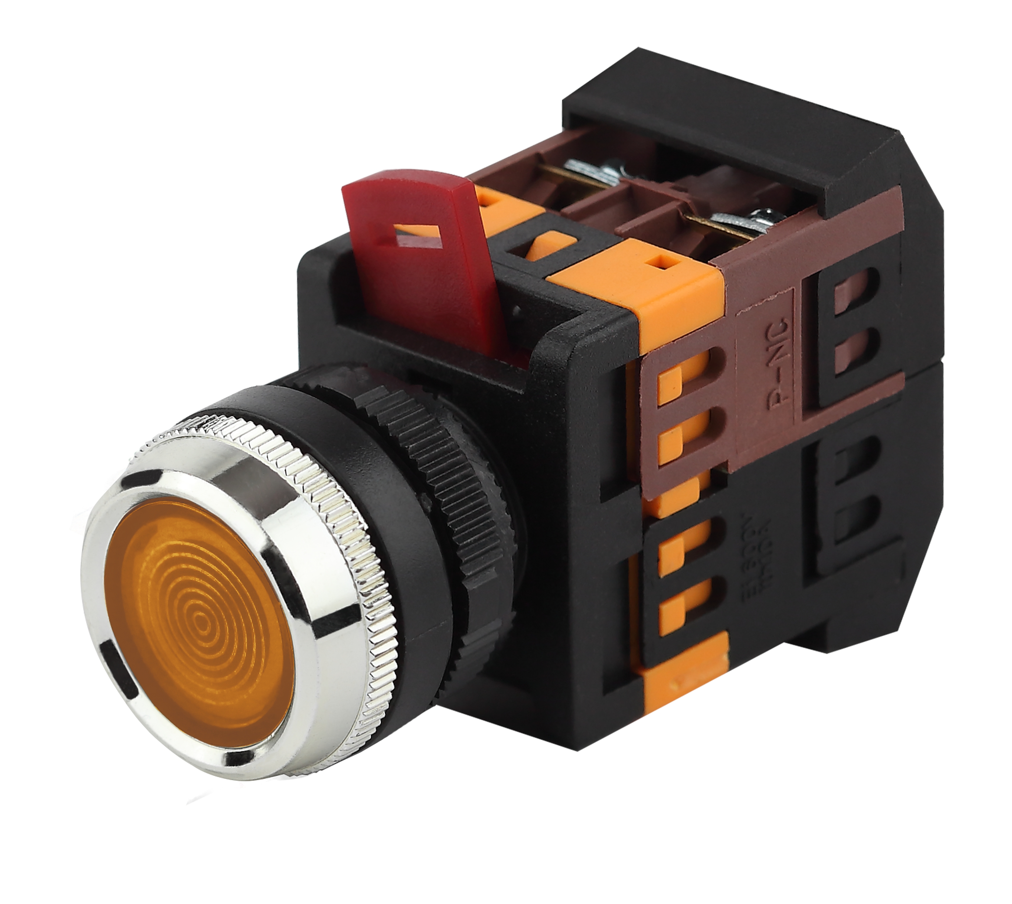 Кнопка ЭРА BBT30-ABLFS-K05E ABLFS-22 желтый d22мм неон 240В 1з+1р