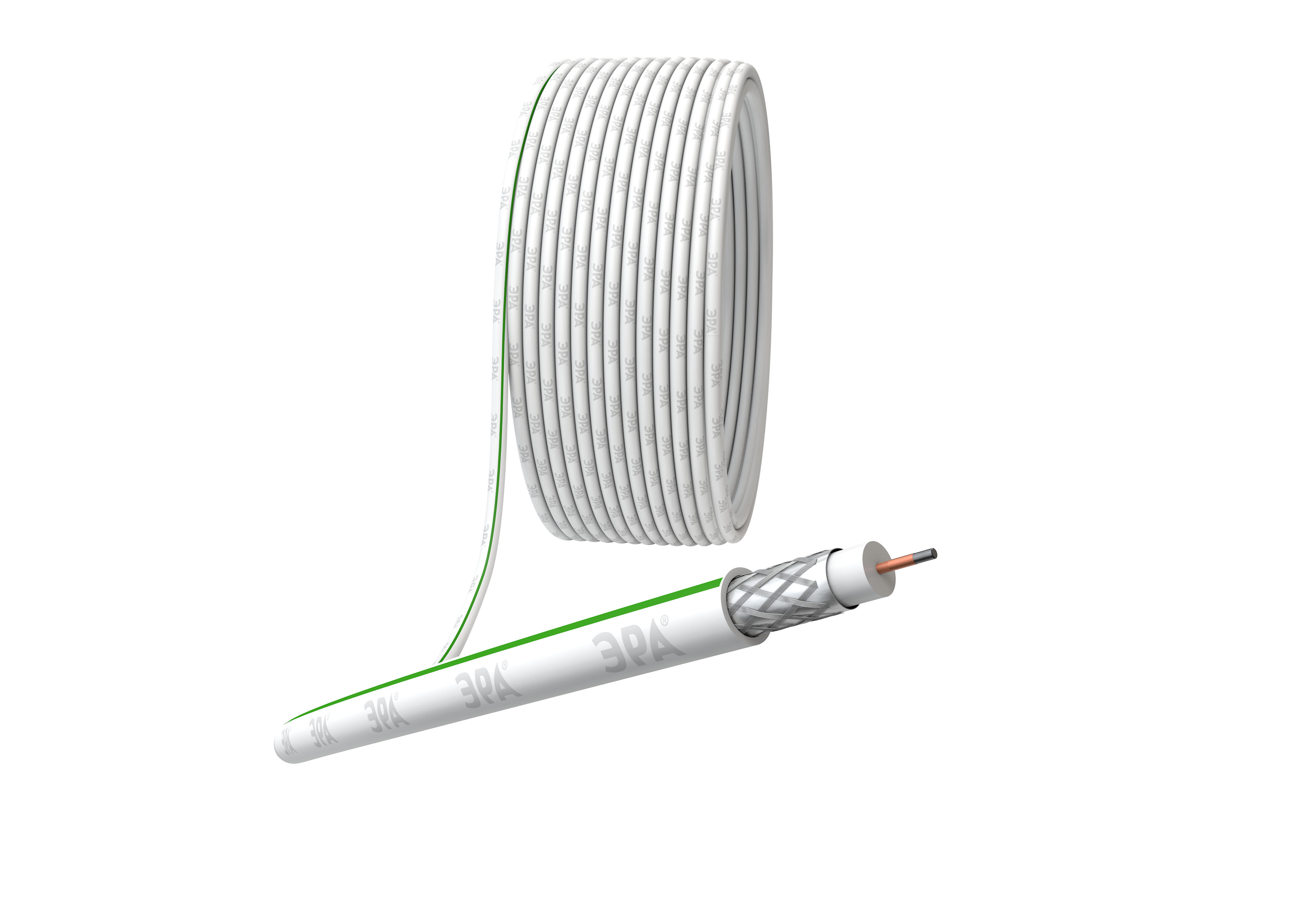 ЭРА Кабель коаксиальный SAT 703 B,75 Ом, CCS/(оплётка Al, 75%), PVC,цвет белый,  бухта 100 м, SIMPLE (4/96)