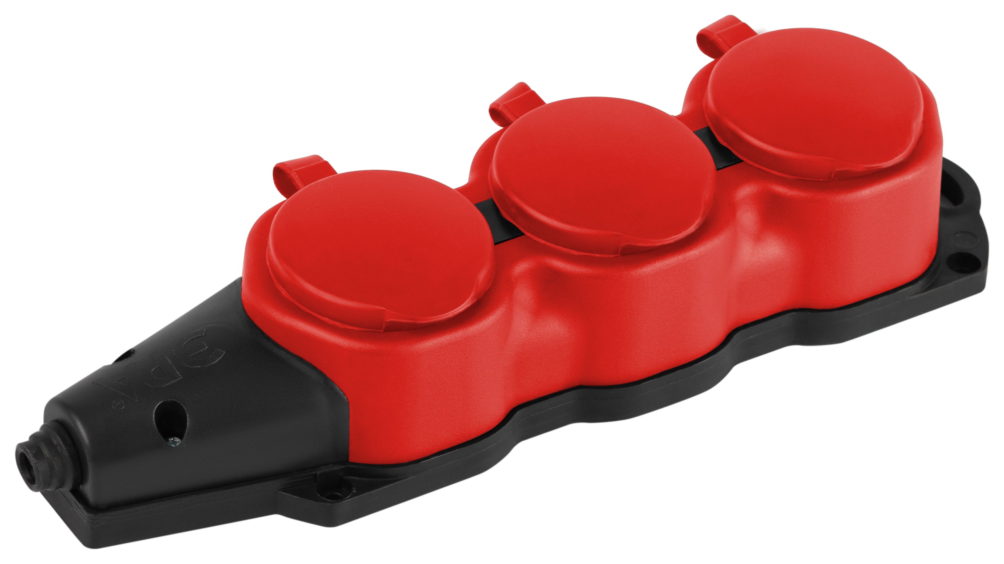 Колодка ЭРА KX-3e-RED-IP44 каучуковая с заземлением 3 розетки 16A IP44 красная
