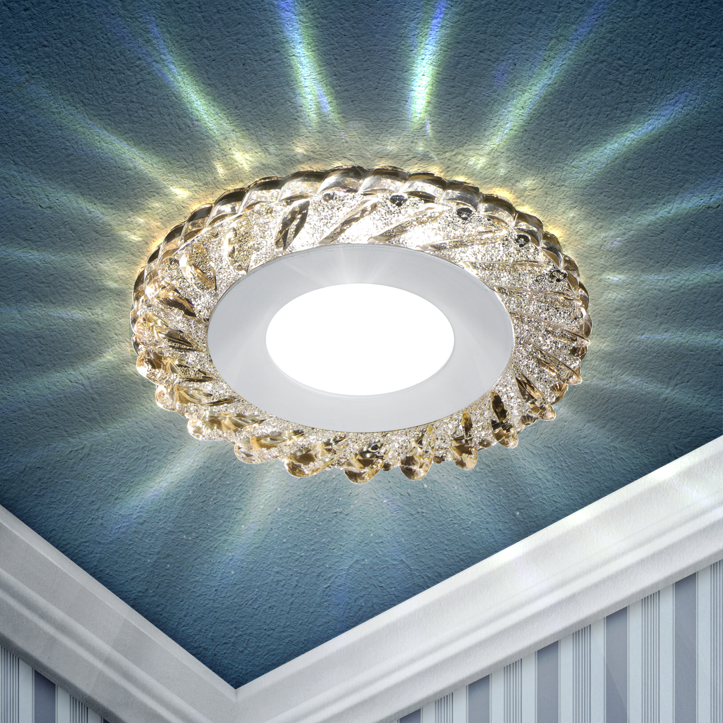 DK LED 15 CHP/WH Светильник ЭРА светодиодный круглый  белая подсветка  3+3W шампань/белый (40/960)