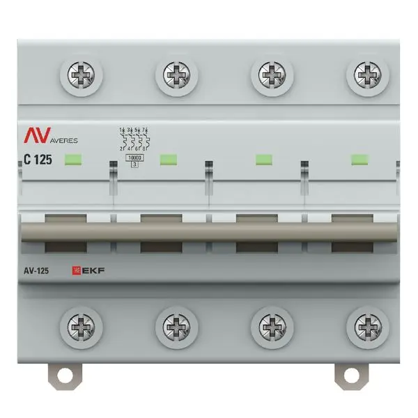 Выключатель автоматический AV-125 4P 100A (D) 10kA EKF AVERES Выключатель автоматический AV-125 4P 100A (D) 10kA EKF AVERES
