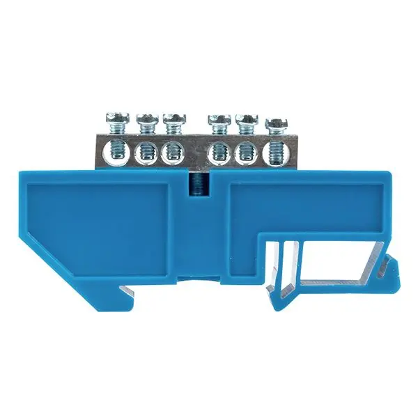 Шина "0" N (6x9мм) 6 отв. цинк синий изолятор на DIN-рейку EKF Шина "0" N (6x9мм) 6 отв. цинк синий изолятор на DIN-рейку EKF