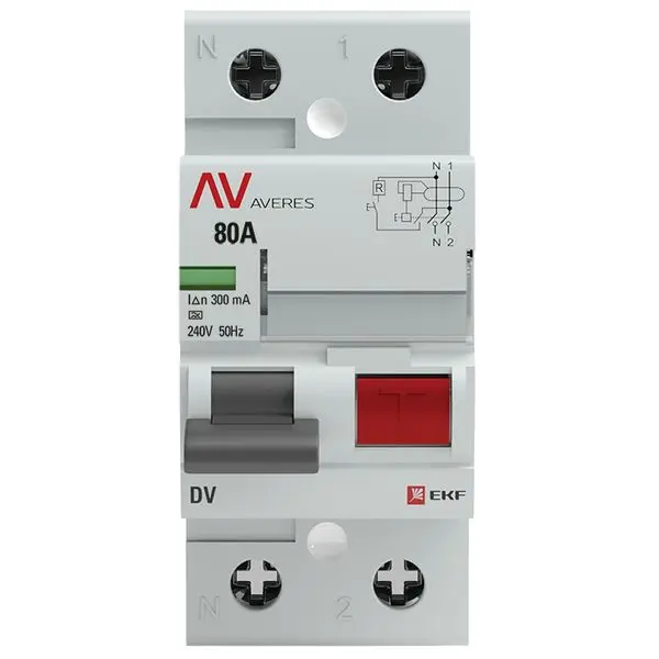 Устройство защитного отключения DV 2P 80А/300мА (A) EKF AVERES Устройство защитного отключения DV 2P 80А/300мА (A) EKF AVERES
