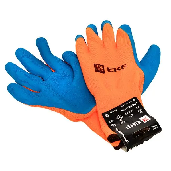 Перчатки рабочие ПРОФИ ЗИМА с рельефным латексным покрытием утепленные (10 класс, 10 разм) EKF Professional