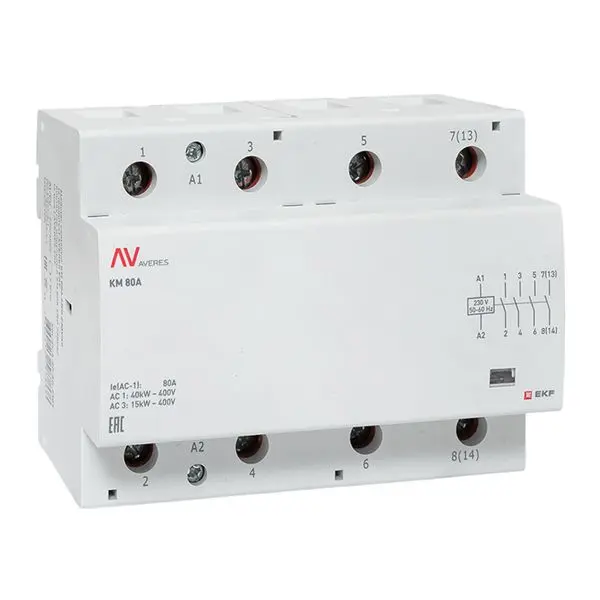 Контактор модульный КМ 80А 4NO 230VAC (6 мод.) AVERES EKF