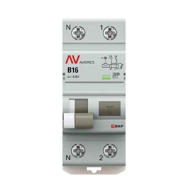 Дифференциальный автомат DVA-10 1P+N 16А (B) 30мА (AC) 10кА EKF AVERES Дифференциальный автомат DVA-10 1P+N 16А (B) 30мА (AC) 10кА EKF AVERES