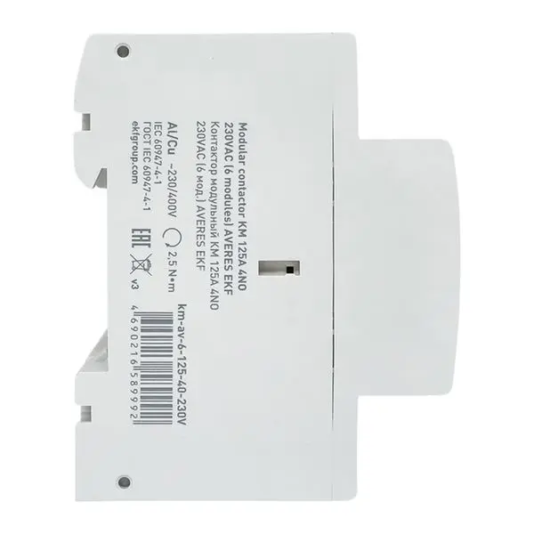 Контактор модульный КМ 125А 4NO 230VAC (6 мод.) AVERES EKF