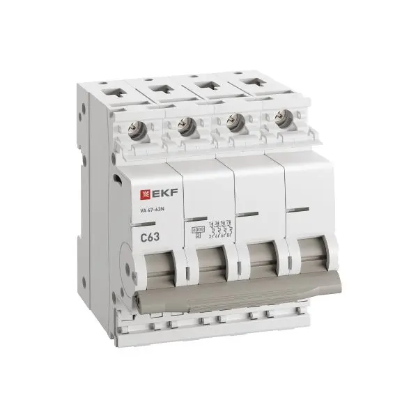Автоматический выключатель 4P 63А (C) 6кА ВА 47-63N EKF PROxima Автоматический выключатель 4P 63А (C) 6кА ВА 47-63N EKF PROxima