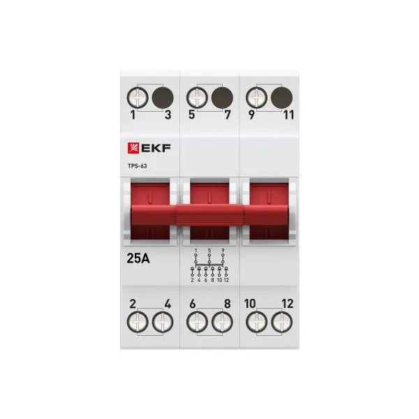 Трехпозиционный переключатель ТПС-63 3P 25А PROXIMA EKF Трехпозиционный переключатель ТПС-63 3P 25А PROXIMA EKF