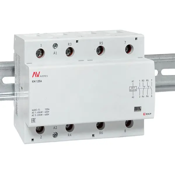 Контактор модульный КМ 125А 2NO+2NC 230VAC (6 мод.) AVERES EKF Контактор модульный КМ 125А 2NO+2NC 230VAC (6 мод.) AVERES EKF