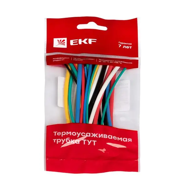 Набор ТУТ нг: 6 цветов по 5шт. Разного диаметра (1/0,5; 1,5/0,75; 2/1; 2,5/1,25; 3/1,5) 100мм. EKF PROxima Набор ТУТ нг: 6 цветов по 5шт. Разного диаметра (1/0,5; 1,5/0,75; 2/1; 2,5/1,25; 3/1,5) 100мм. EKF PROxima