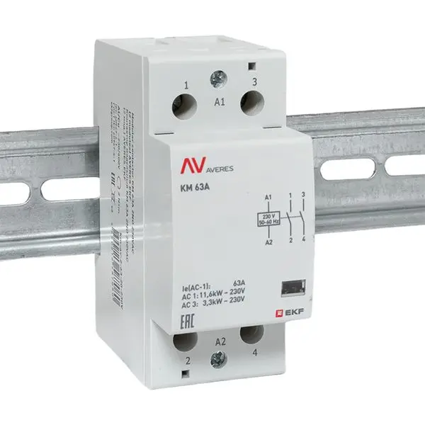 Контактор модульный КМ 63А 2NО 230VAC (2 мод.) AVERES EKF