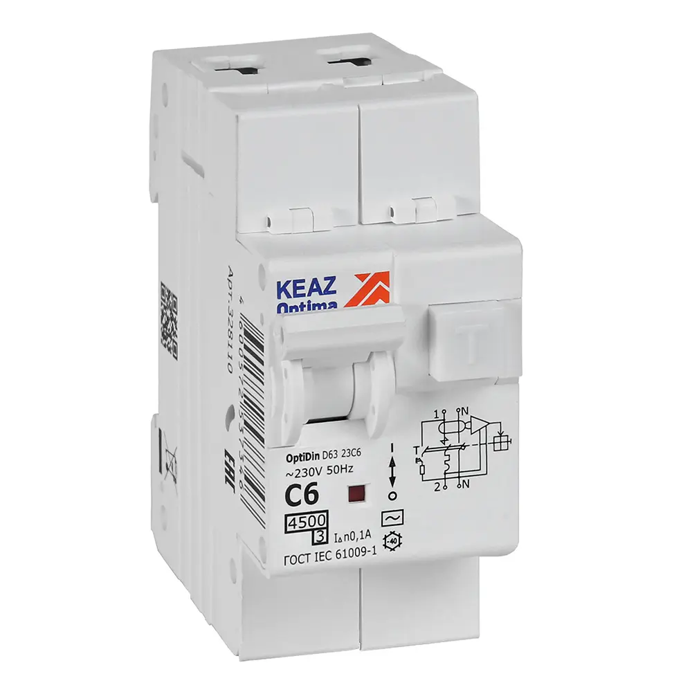 OptiDin D63-23C6-AC-У3 (2P, C6, 100mA, 4,5кА) 