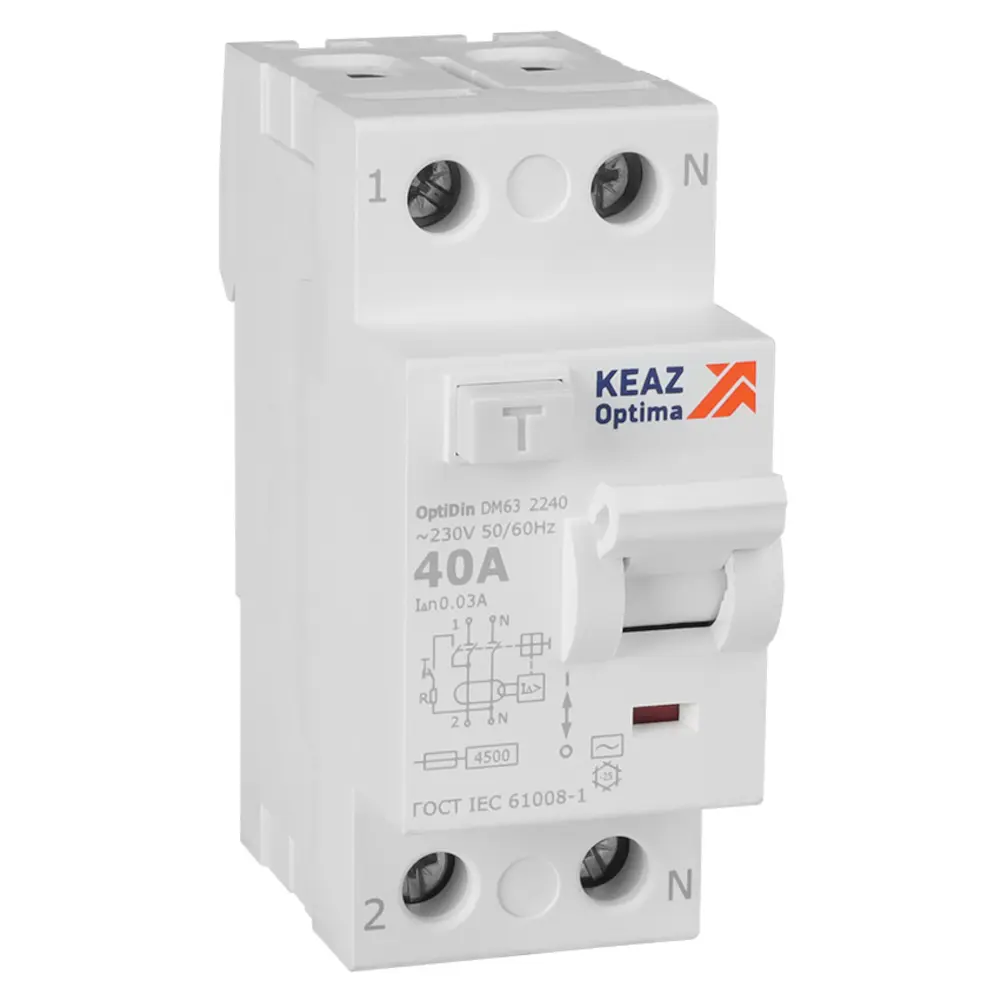 OptiDin DM63-2240-AC-4,5-УХЛ4 (2P, 40, 30mA) 