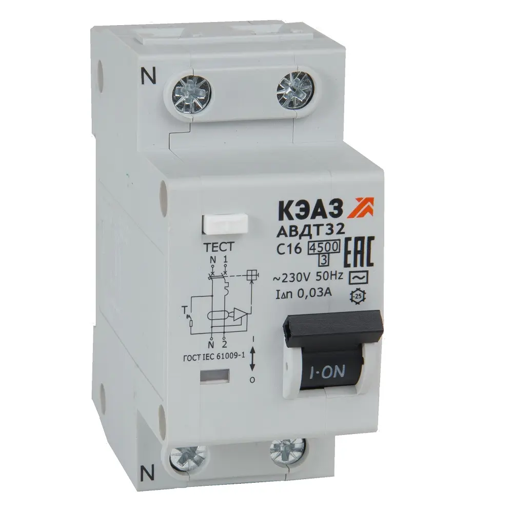АВДТ32-22C25-AC-УХЛ4 (2P, C25, 30mA) 4,5кА