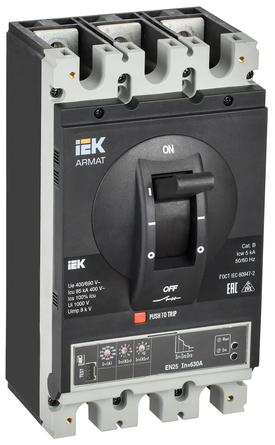 ARMAT Автоматический выключатель в литом корпусе 3P типоразмер I 85кА 630А расцепитель электронный стандартный IEK