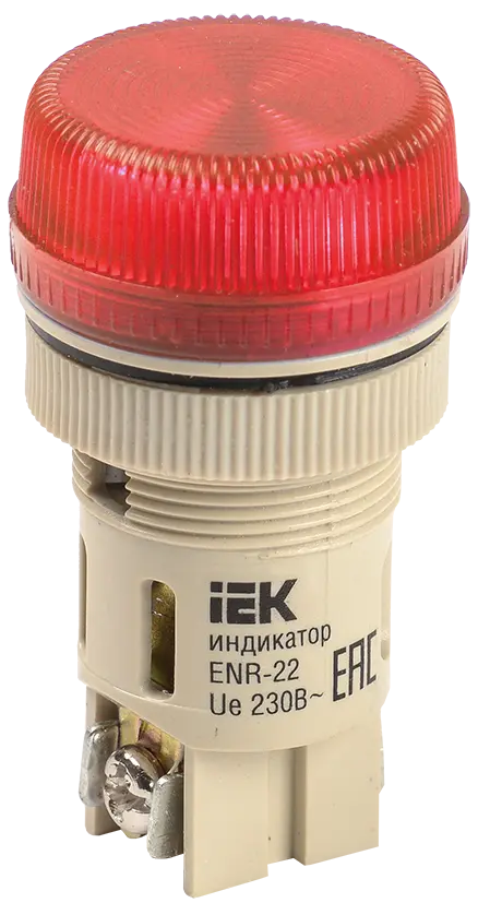 Лампа ENR-22 сигнальная d22мм красный неон/240В цилиндр IEK