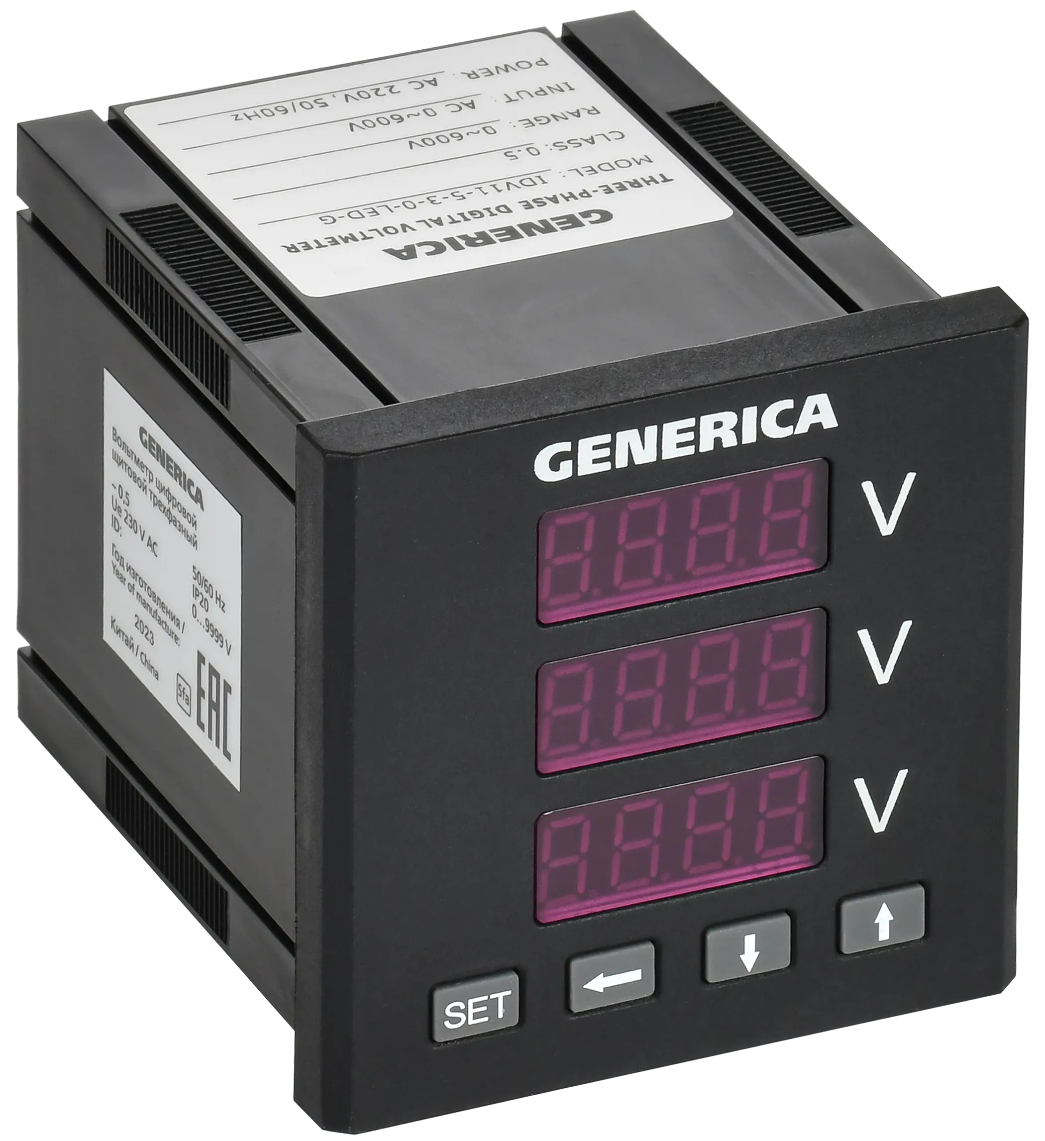 Вольтметр цифровой щитовой трехфазный 72х72мм LED GENERICA