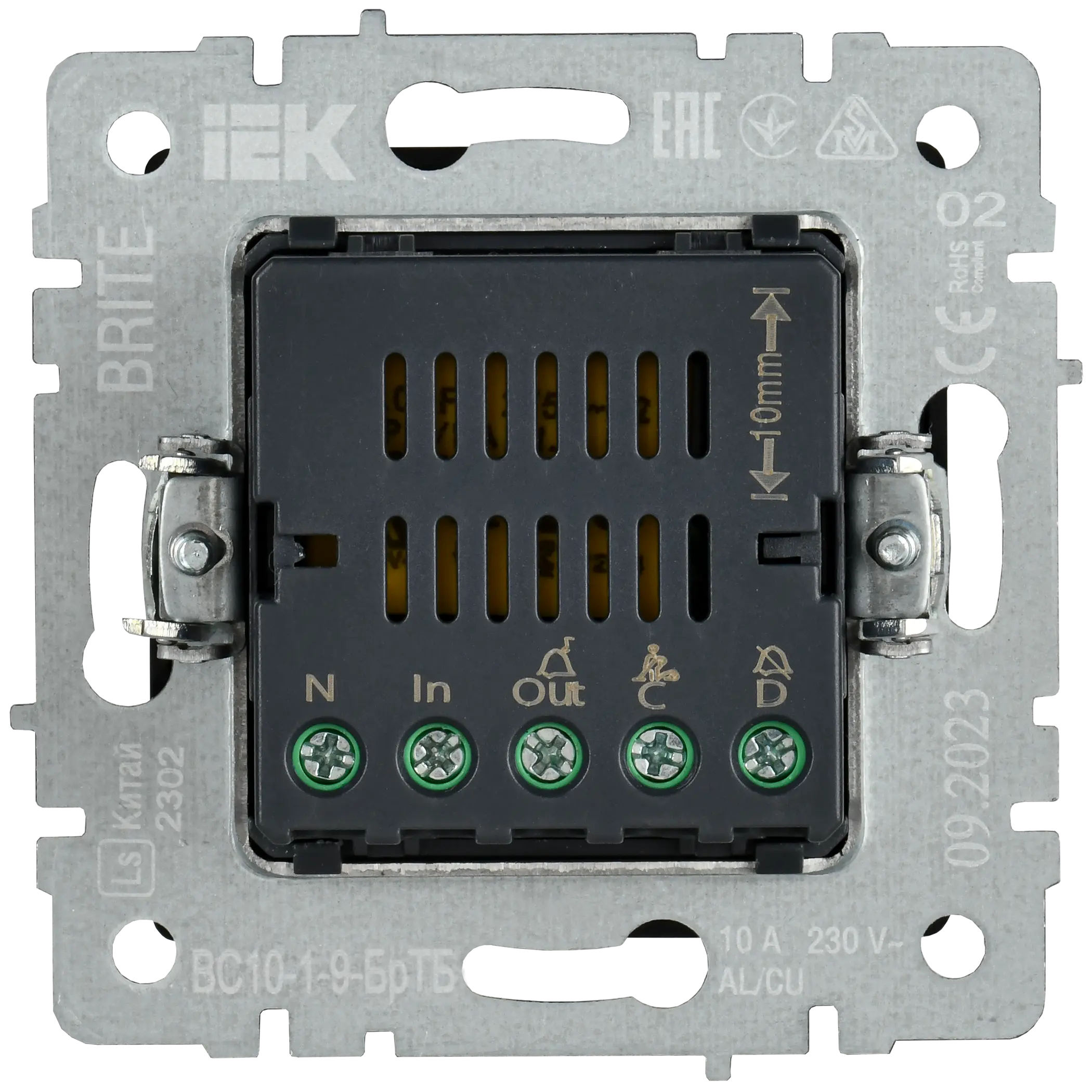 BRITE Кнопка звонка с индикацией для отелей 10А ВС10-1-9-БрТБ темная бронза IEK