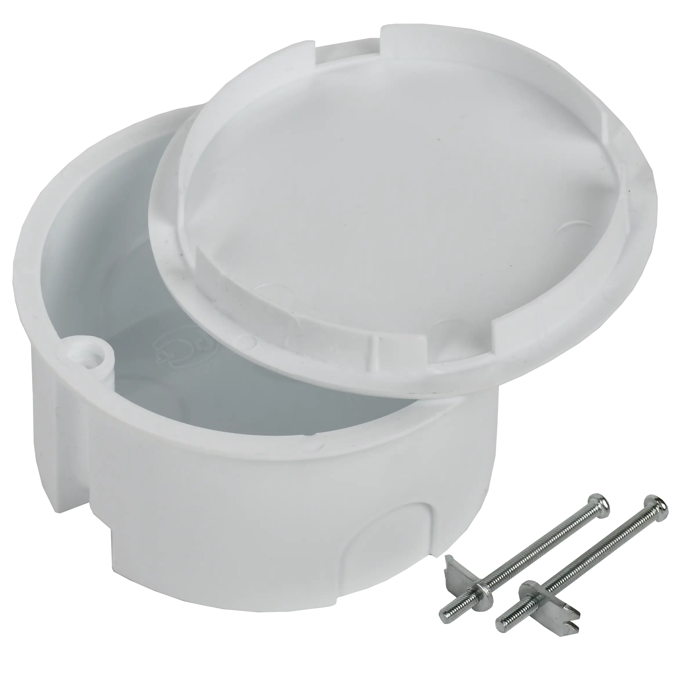 Коробка распаячная КМ41024 для полых стен безгалогенная (HF) D=80х40мм с металлическими лапками с крышкой IEK