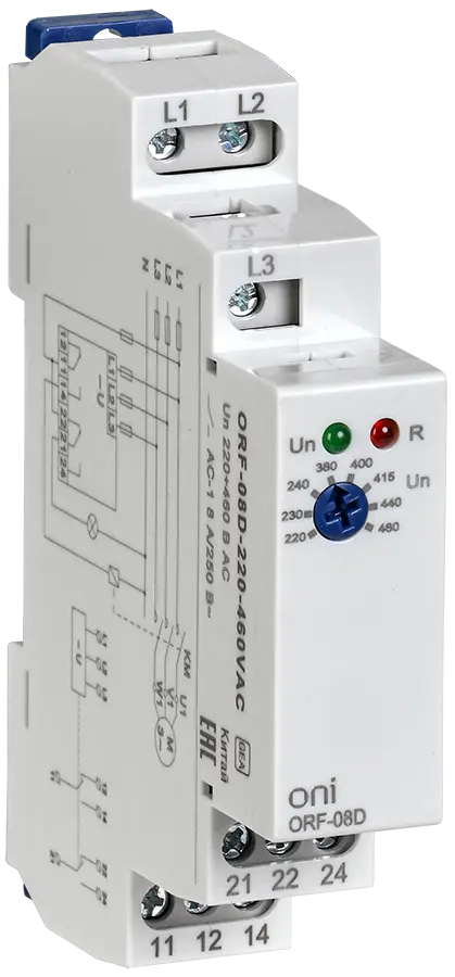 Реле контроля фаз ORF-08D 3 фазы 2 контакта 220-460В AC ONI