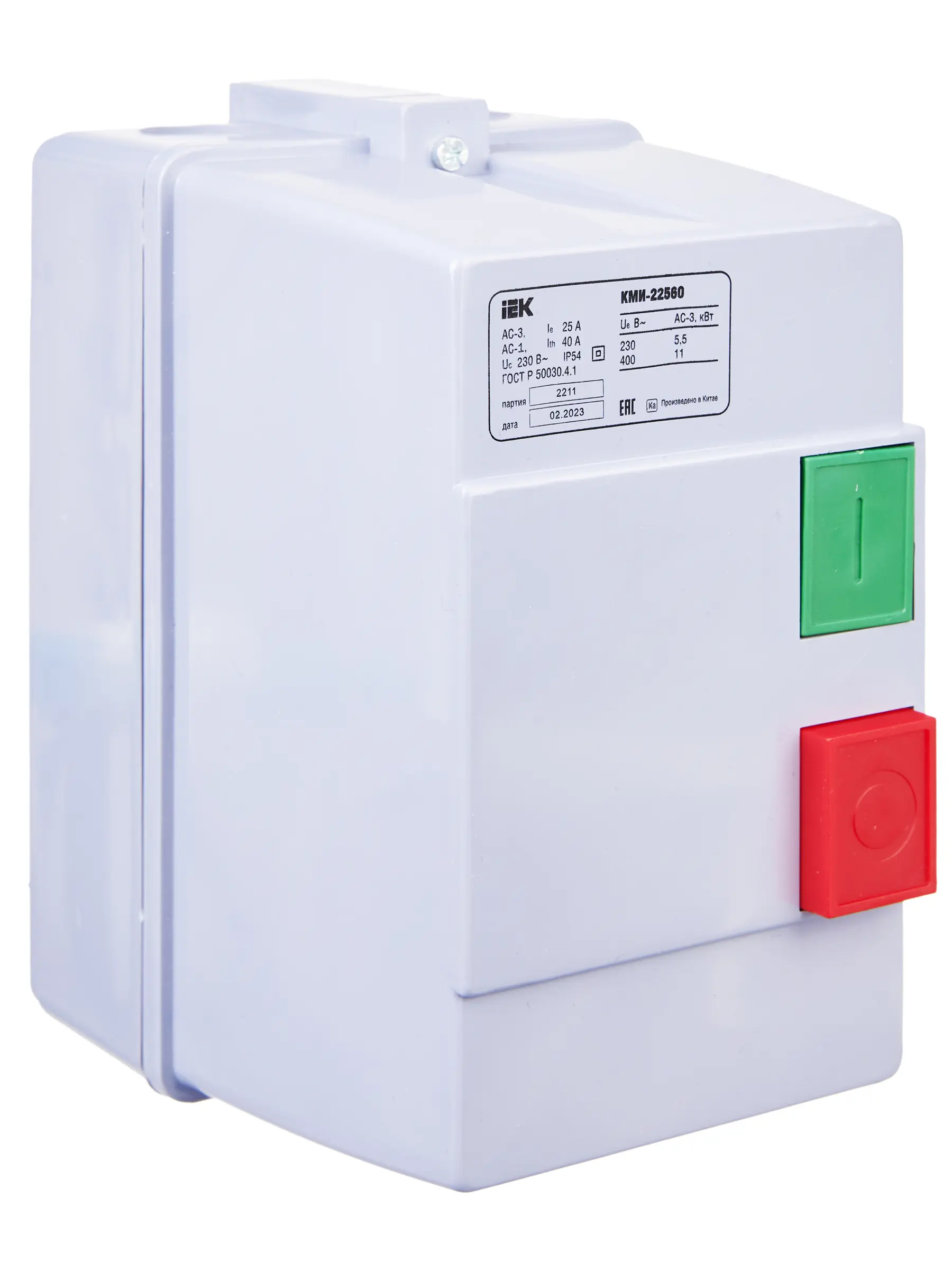 Контактор КМИ22560 25А в оболочке Ue=220В/АС3 IP54 IEK Контактор КМИ22560 25А в оболочке Ue=220В/АС3 IP54 IEK