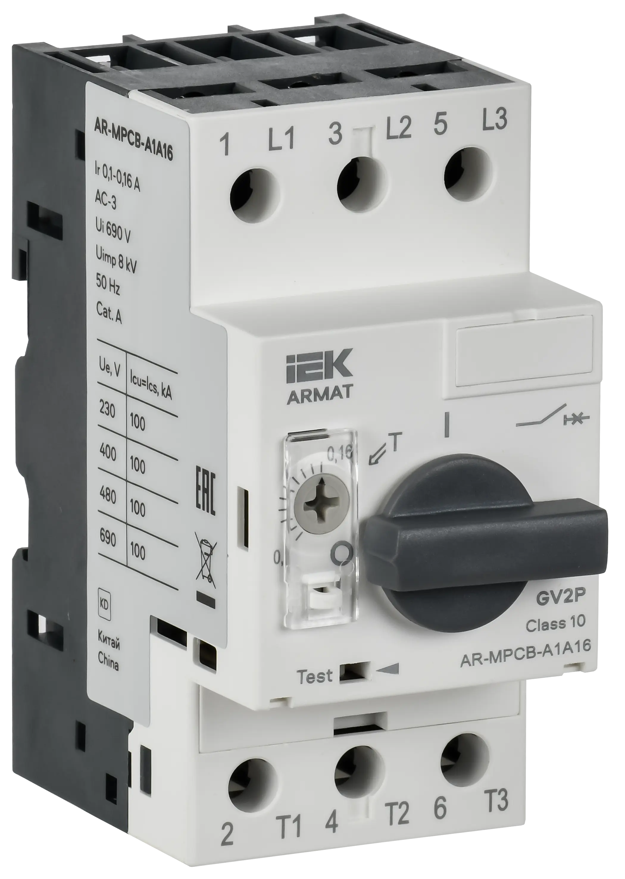 ARMAT Автоматический выключатель защиты двигателя A1 GV2P 0,1-0,16А IEK