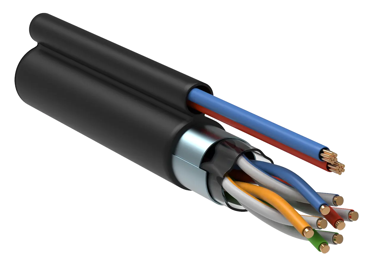 ITK Витая пара F/UTP кат.5Е 4х2х24AWG solid LDPE + кабель питания 2x0,75мм2 305м черный