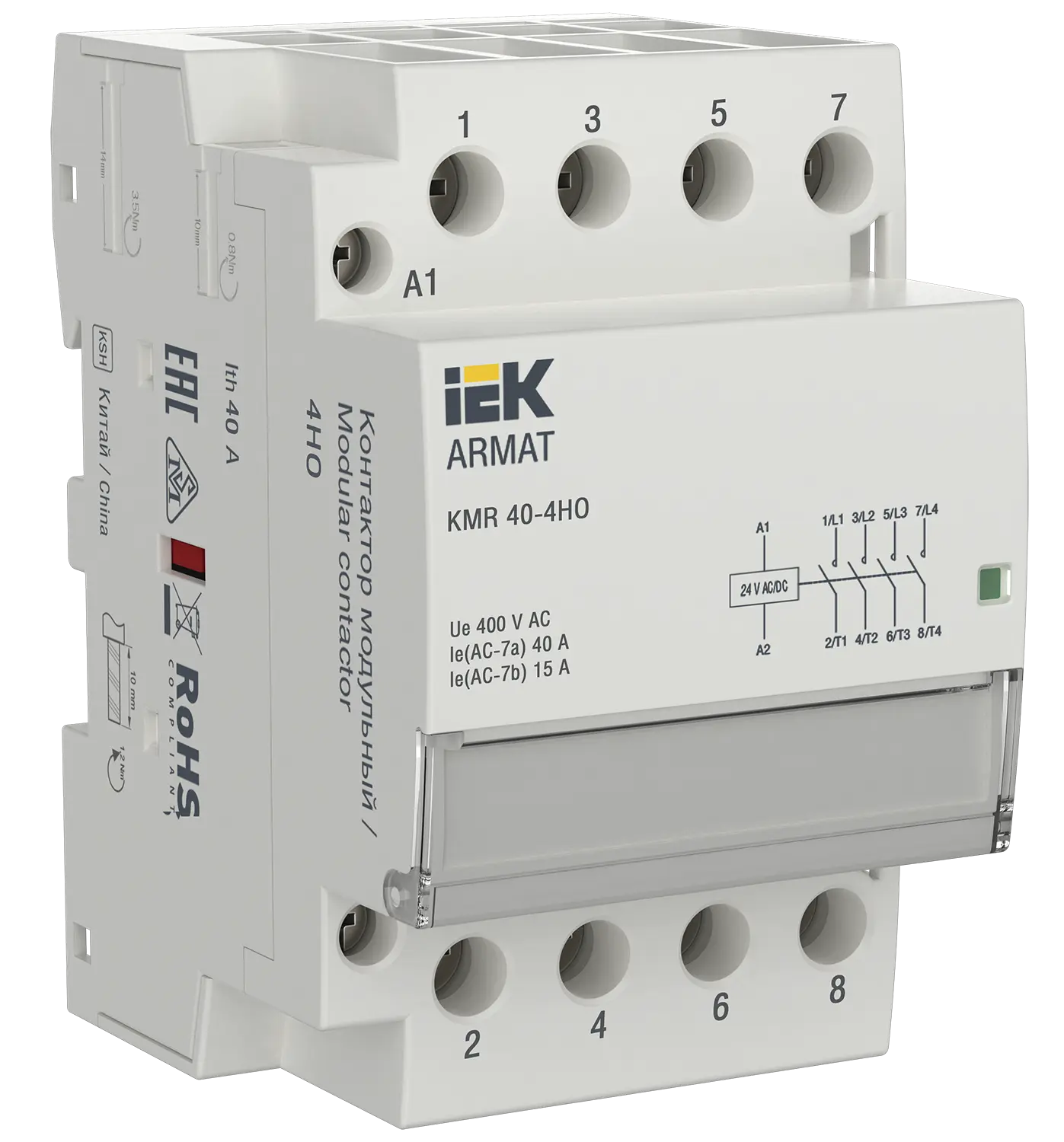 ARMAT Контактор модульный KMR 40А 24В AC/DC 4НО IEK
