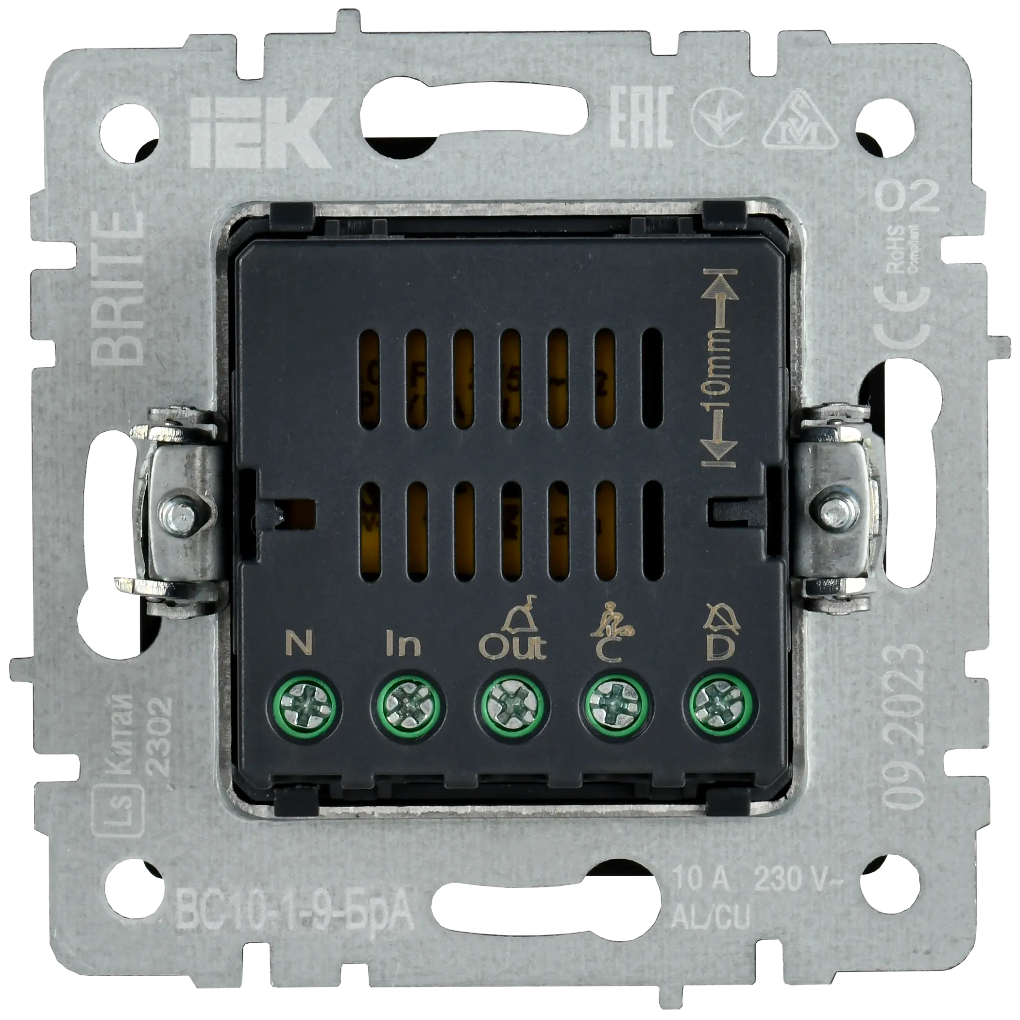 BRITE Кнопка звонка с индикацией для отелей 10А ВС10-1-9-БрА алюминий IEK