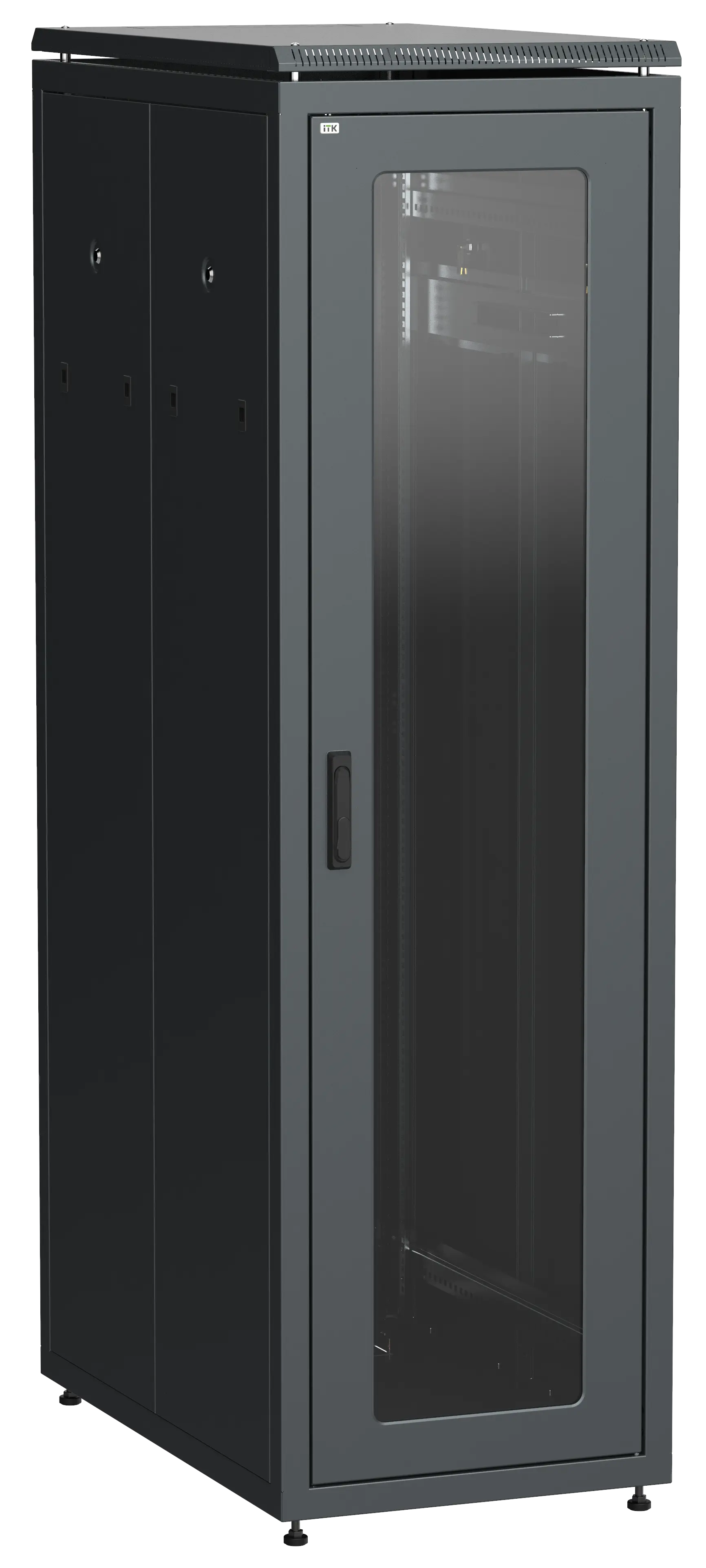 ITK LINEA N Шкаф сетевой 19" 42U 600х1000мм стеклянная передняя дверь черный ITK LINEA N Шкаф сетевой 19" 42U 600х1000мм стеклянная передняя дверь черный