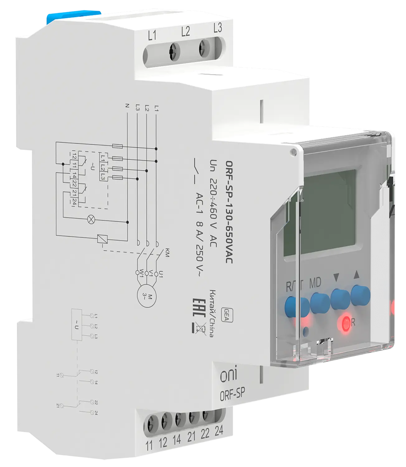Реле контроля фаз ORF-SP 3 фазы 2 контакта 130-650В AC ONI