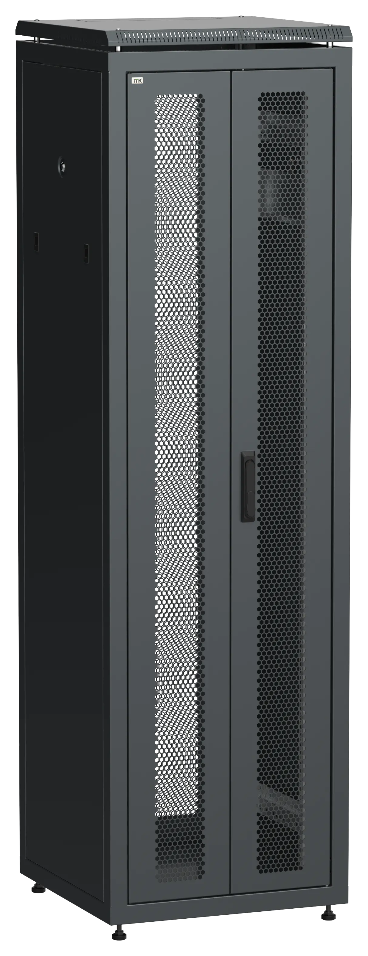 ITK LINEA N Шкаф сетевой 19" 42U 600х600мм двери передняя двустворчатая перфорированная задняя перфорированная черный