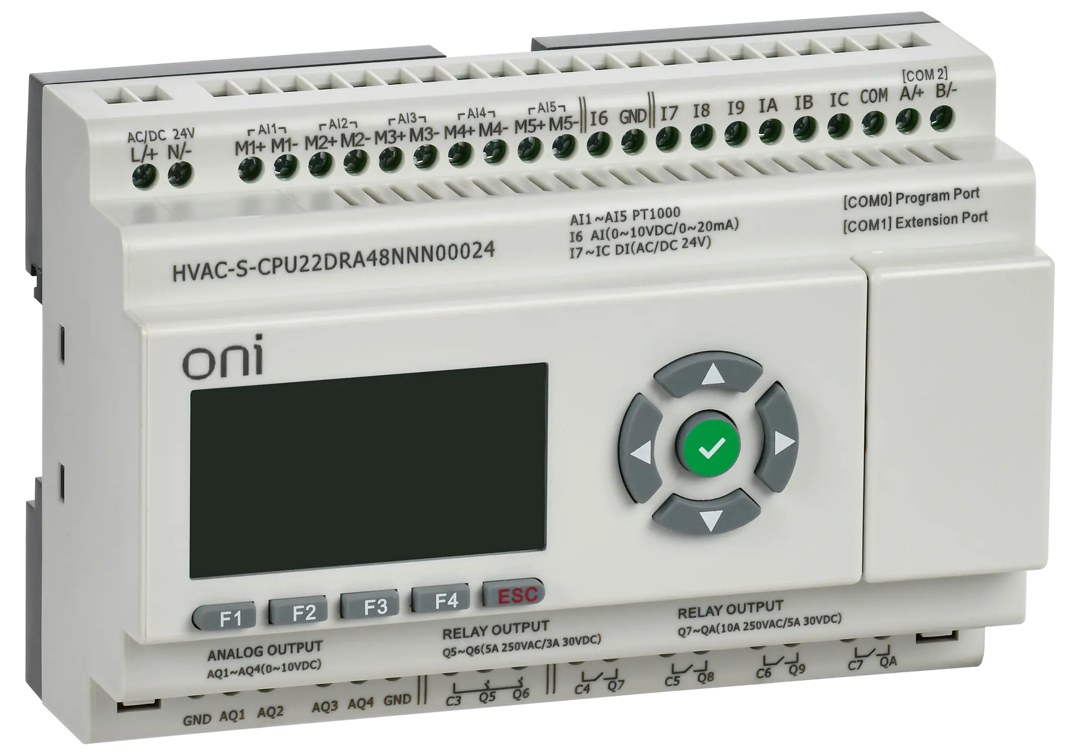ПЛК HVAC S ЦПУ 6DI 6DO 1AI 5PT 4AO LED дисплей RS485 24В DC Расширяемая версия ONI ПЛК HVAC S ЦПУ 6DI 6DO 1AI 5PT 4AO LED дисплей RS485 24В DC Расширяемая версия ONI