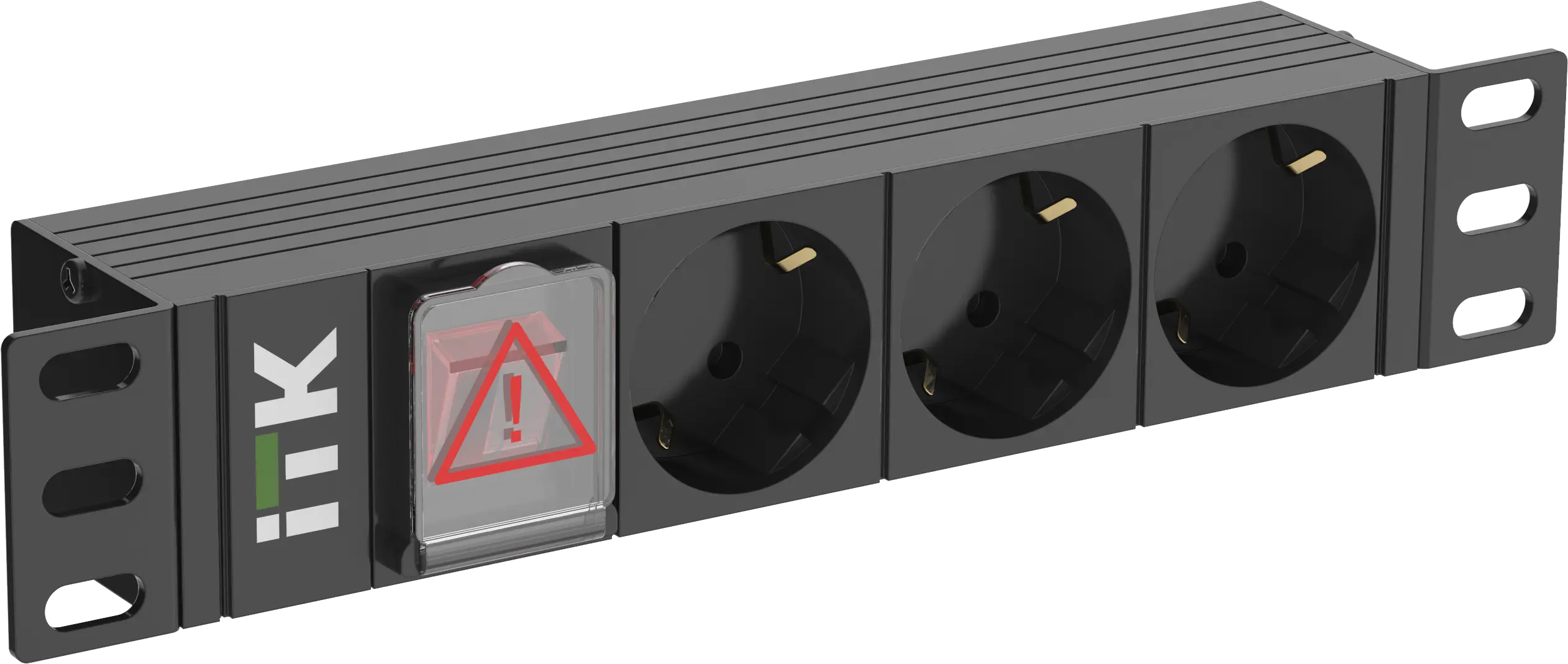 ITK PDU 3 розетки немецкий стандарт с LED выключателем 1U вход С14 без кабеля 10"