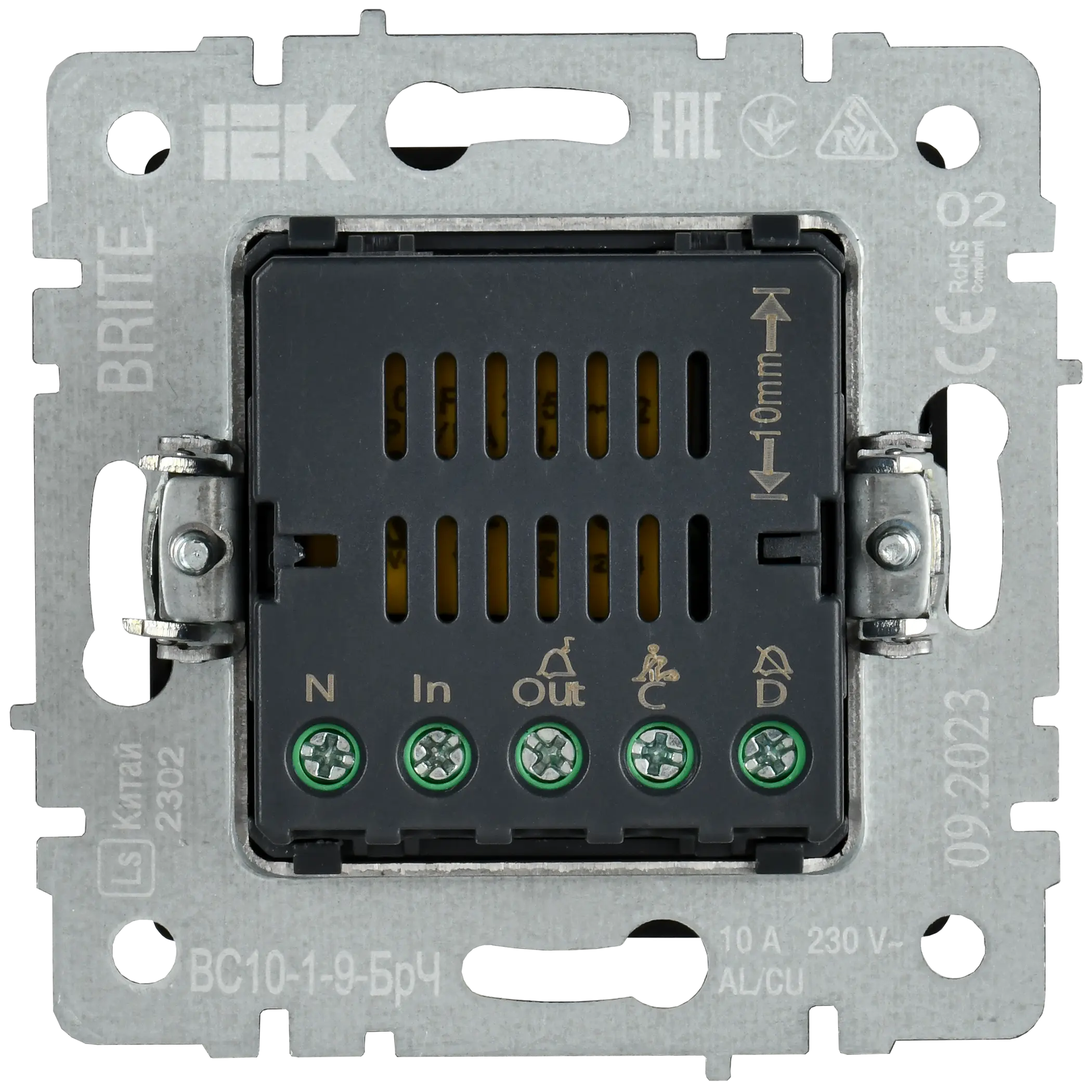 BRITE Кнопка звонка с индикацией для отелей 10А ВС10-1-9-БрЧ черный IEK