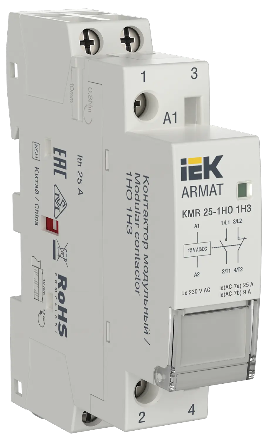 ARMAT Контактор модульный KMR 25А 12В AC/DC 1НО 1НЗ IEK