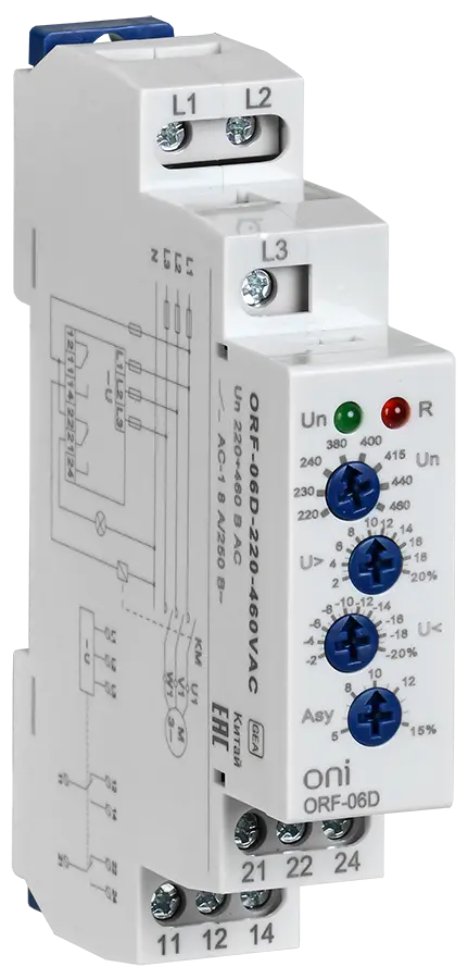 Реле контроля фаз ORF-06D 3 фазы 2 контакта 220-460В AC ONI
