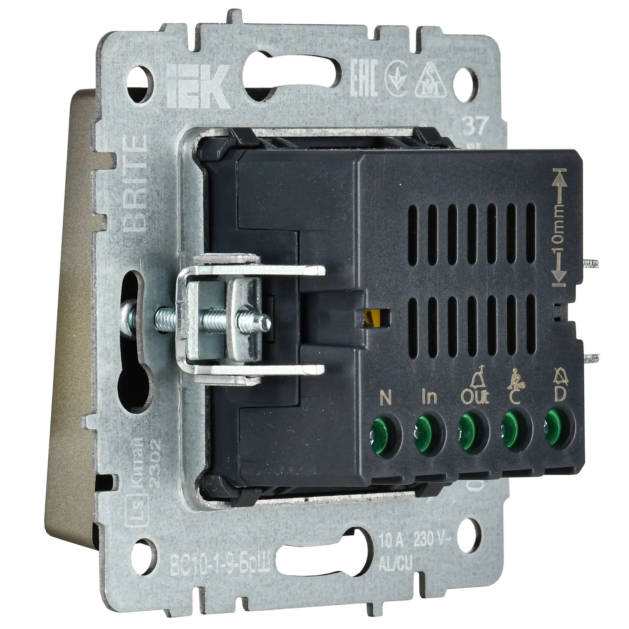 BRITE Кнопка звонка с индикацией для отелей 10А ВС10-1-9-БрШ шампань IEK