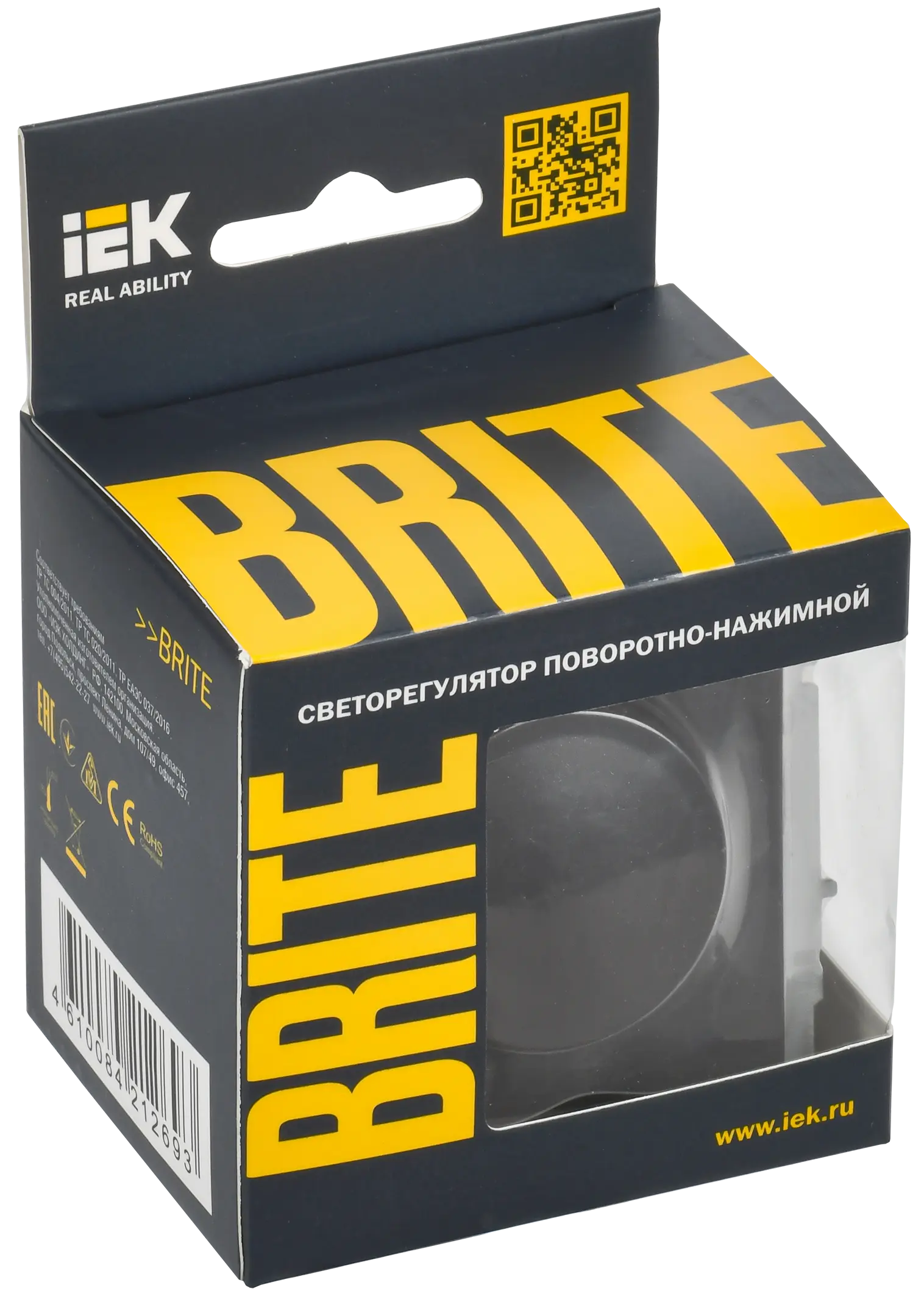 BRITE Светорегулятор поворотно-нажимной 600Вт СС10-1-0-БрЧ черный IEK