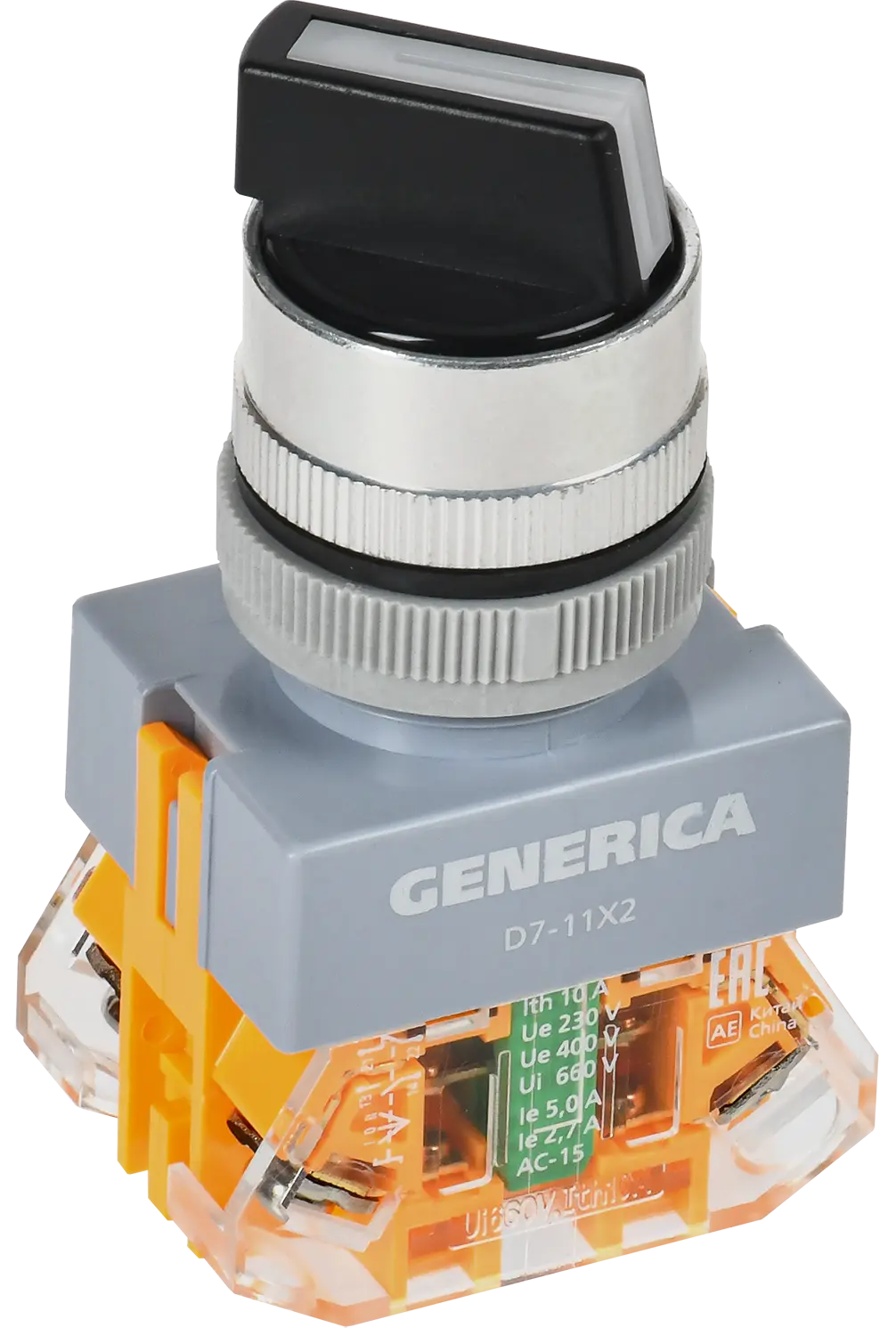 Переключатель D7-11X2 на 2 положения 1NC+1NO черный GENERICA Переключатель D7-11X2 на 2 положения 1NC+1NO черный GENERICA