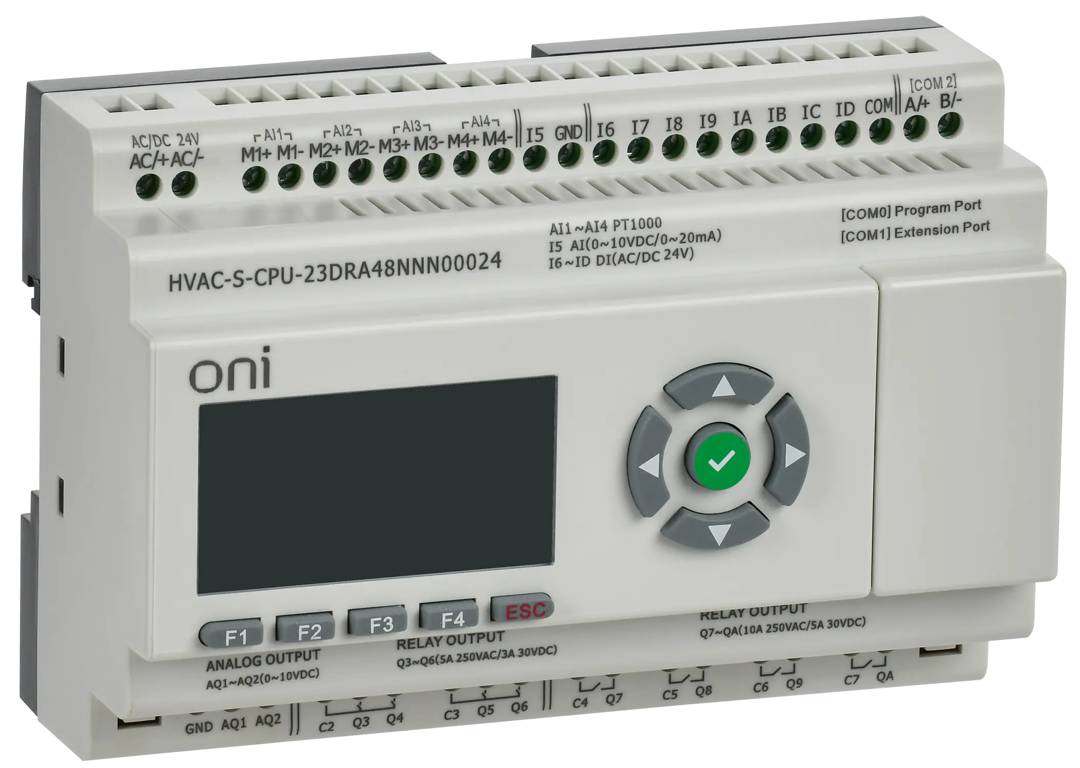 ПЛК HVAC S ЦПУ 8DI 8DO 1AI 4PT 2AO LED дисплей RS485 24В DC Расширяемая версия ONI ПЛК HVAC S ЦПУ 8DI 8DO 1AI 4PT 2AO LED дисплей RS485 24В DC Расширяемая версия ONI