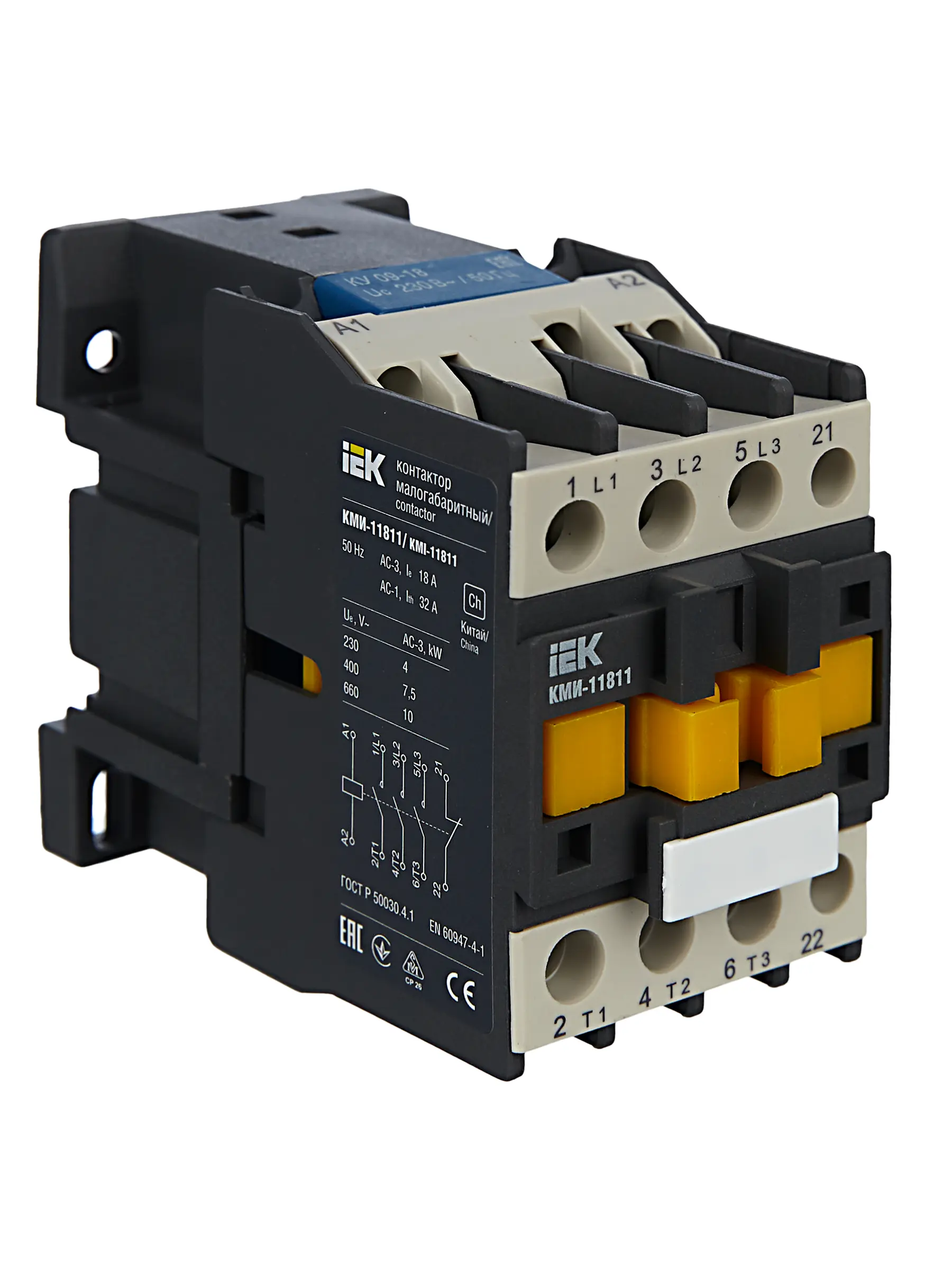 Контактор КМИ-11811 18А 230В/АС3 1NC IEK