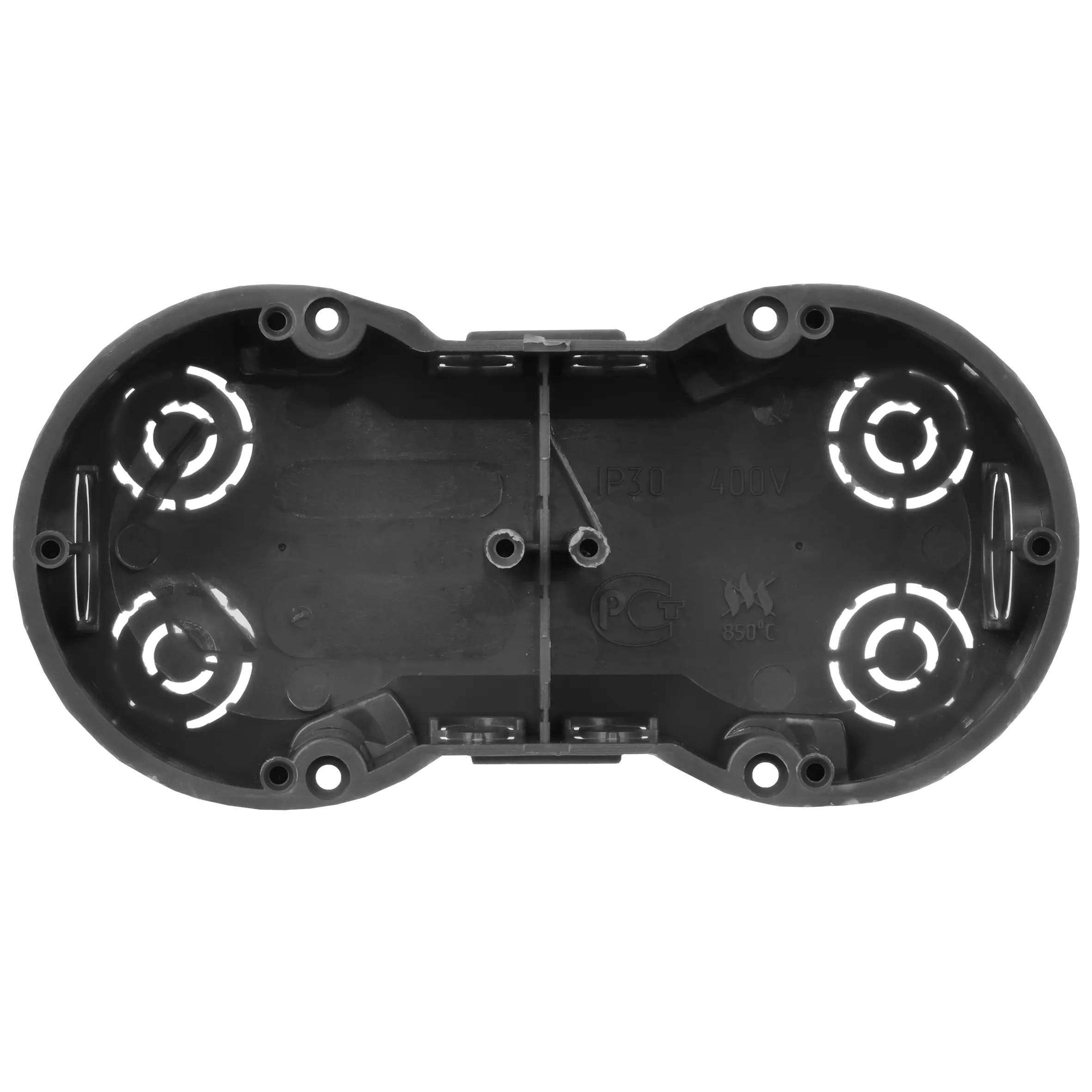 Коробка установочная КМ40007 двухместная для твердых стен безгалогенная (HF) 141х70х45мм с саморезами IEK