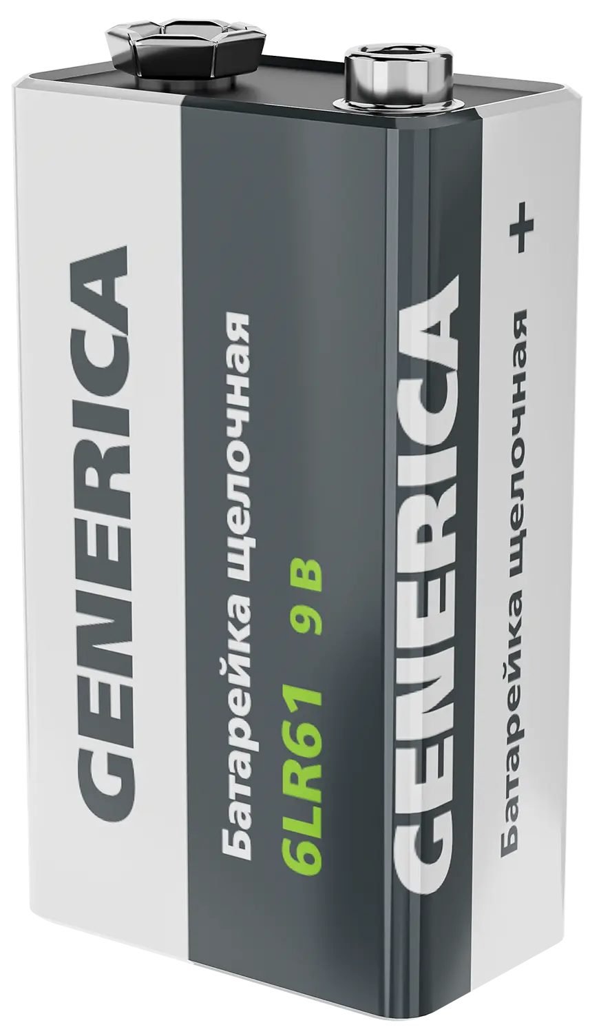 Батарейка щелочая Alkaline 6LR61 9V (1шт/блистер) GENERICA Батарейка щелочая Alkaline 6LR61 9V (1шт/блистер) GENERICA