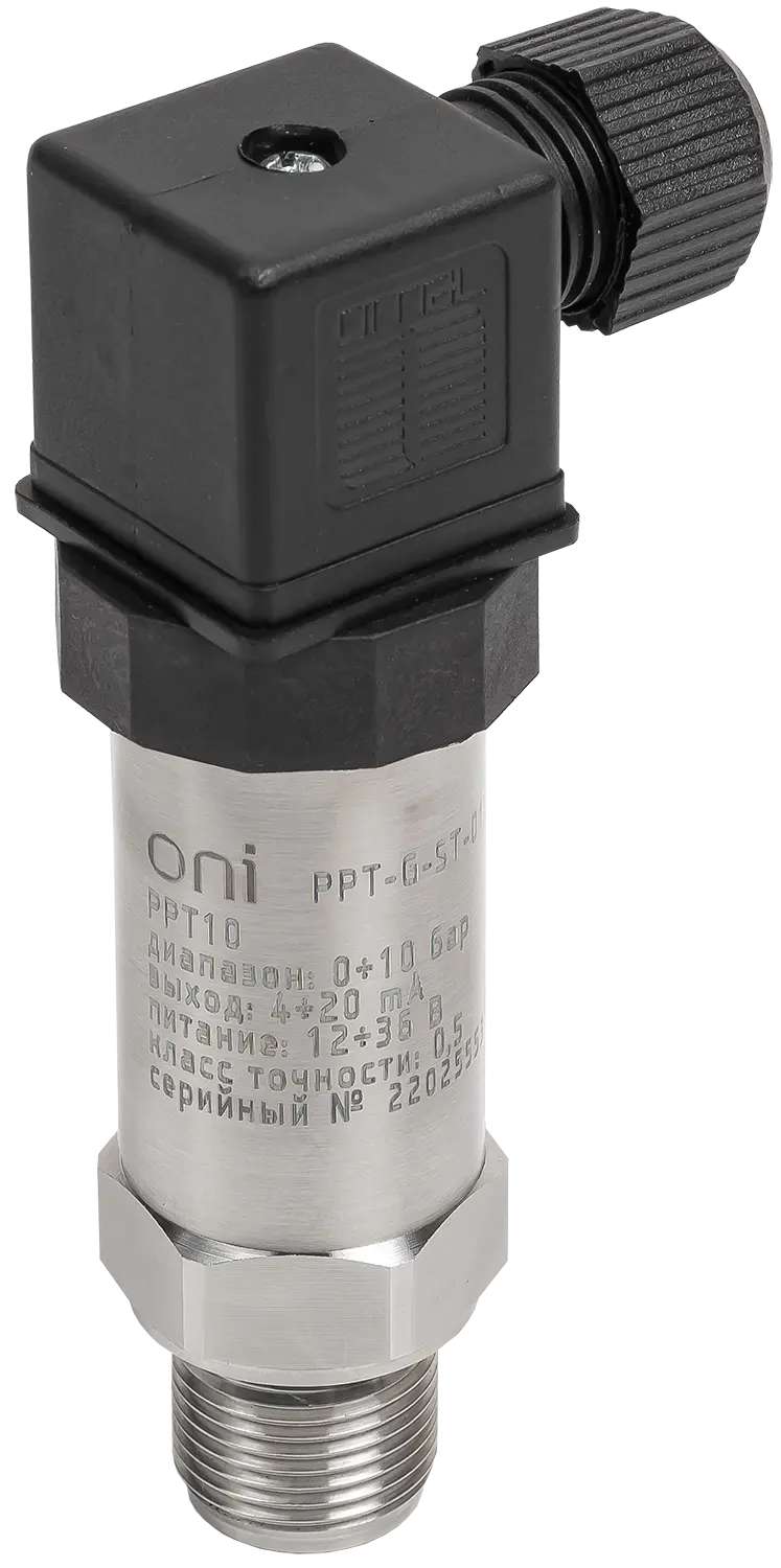 Преобразователь избыточного давления PPT10 0,5% 0-10Бар 4-20мА G1/2 DIN43650 ONI Преобразователь избыточного давления PPT10 0,5% 0-10Бар 4-20мА G1/2 DIN43650 ONI