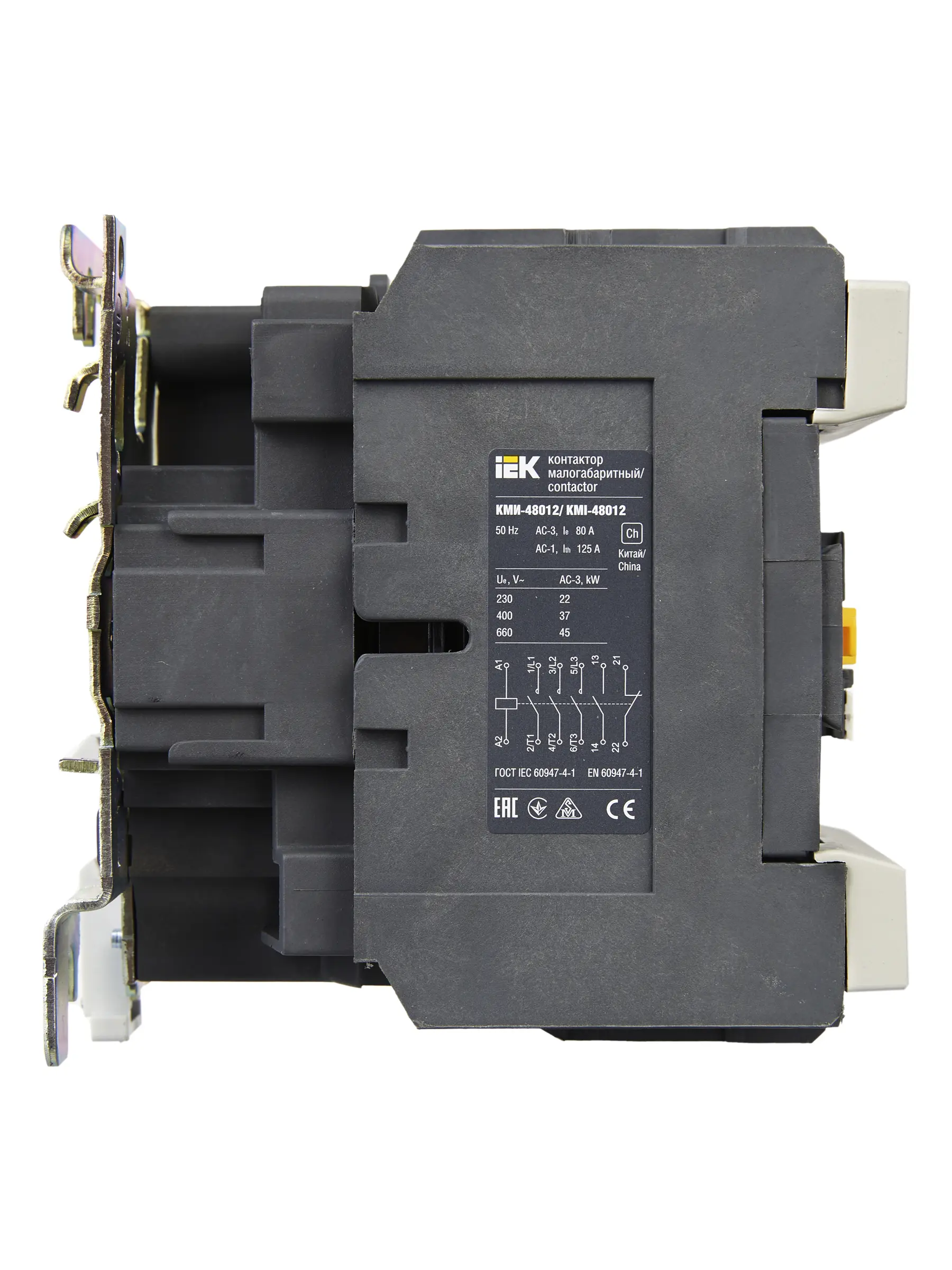 Контактор КМИ-48012 80А 230В/АС3 1NO;1NC IEK